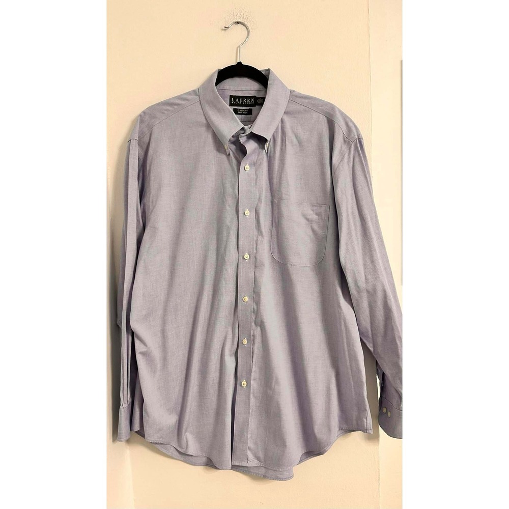 Lauren Ralph Button Down‎ Shirt Classic Fit Non Iron Oxford Business Casual